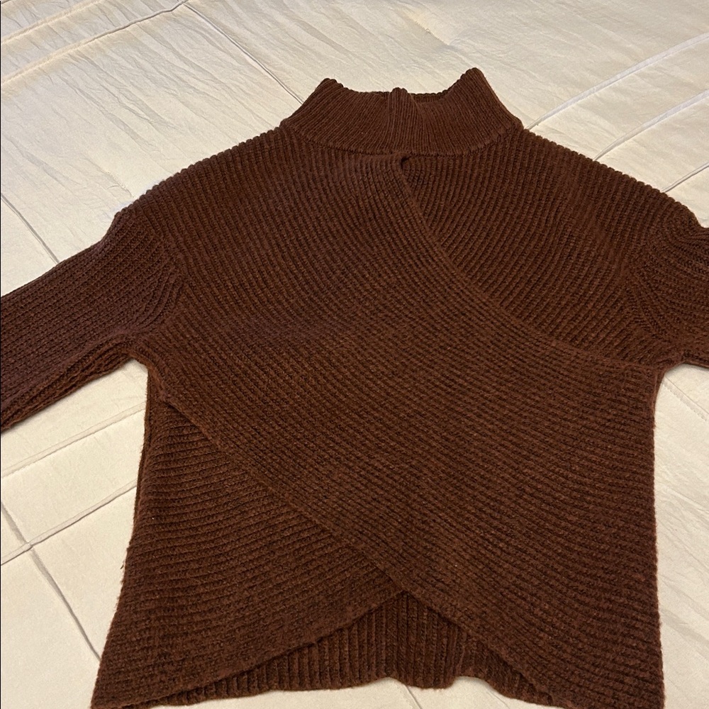 Express Chocolate Ribbed Knit Sweater - Picture 2 of 9